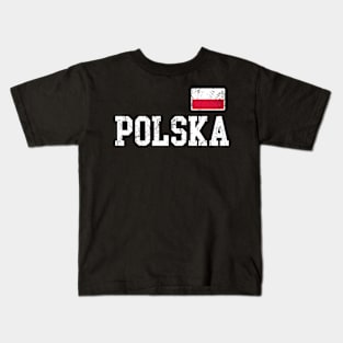 Polska Flag Poland Polish Family Vintage Distressed Graphic Kids T-Shirt